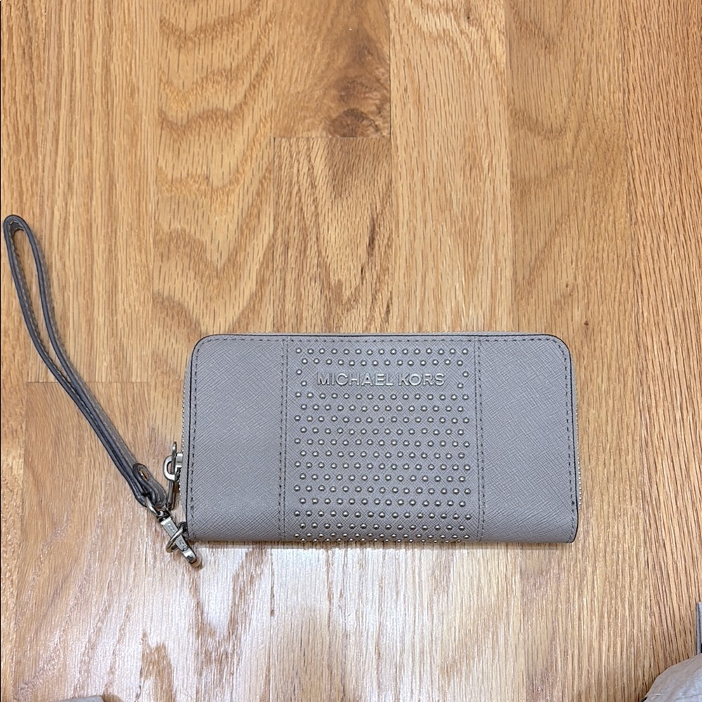 Michael Kors Gray Studded Wristlet